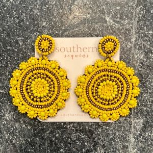 NWT Southern Sequins Yellow Beaded Earrings